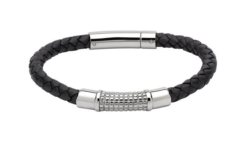 Unique & Co Navy Leather Bracelet B352NV - Hamilton & Lewis Jewellery