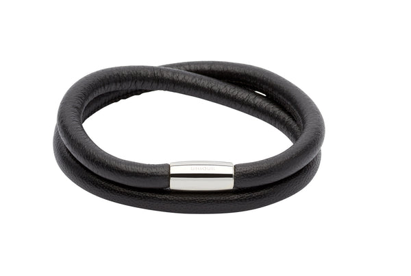 Unique & Co Ladies Black Leather Bracelet B353BL - Hamilton & Lewis Jewellery