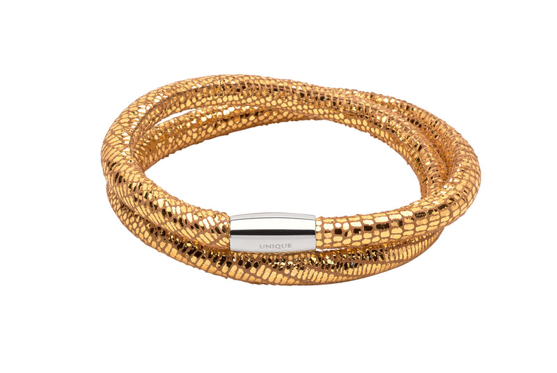 Unique & Co Ladies Gold Leather Bracelet B353GO - Hamilton & Lewis Jewellery