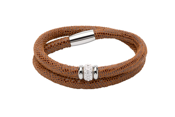 Unique & Co Ladies Light Brown Leather Bracelet B355LB - Hamilton & Lewis Jewellery