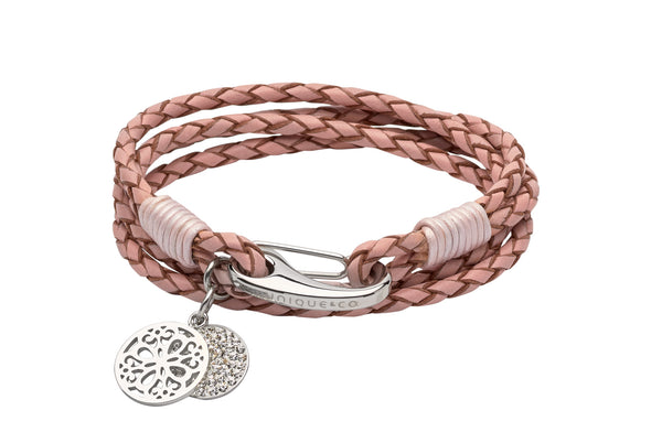 Unique & Co Ladies Pink Leather Bracelet B361PI - Hamilton & Lewis Jewellery