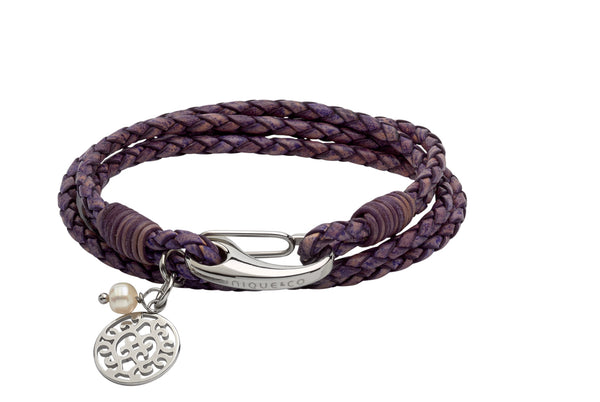 Unique & Co Ladies Antique Violet Leather Bracelet B362AV - Hamilton & Lewis Jewellery