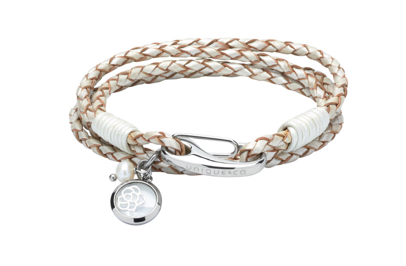 Unique & Co Ladies Pearl Leather Bracelet B367PE - Hamilton & Lewis Jewellery