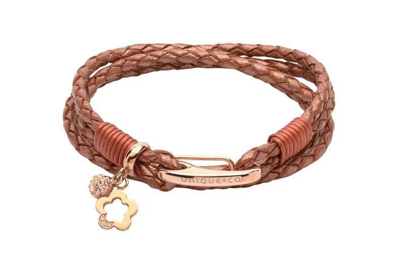 Unique & Co Ladies Copper Leather Bracelet B368CO - Hamilton & Lewis Jewellery