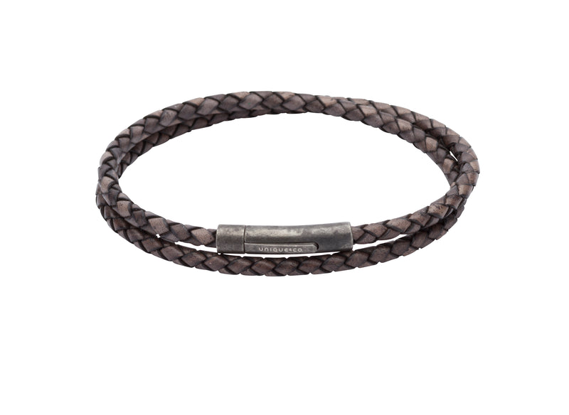Unique & Co Antique Black Leather Bracelet B369ABL - Hamilton & Lewis Jewellery