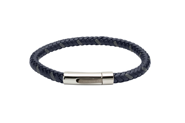 Unique & Co Blue and Grey Leather Bracelet B372BLUE - Hamilton & Lewis Jewellery
