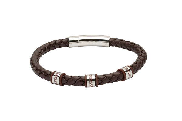 Unique & Co Dark Brown Leather Bracelet B374DB - Hamilton & Lewis Jewellery