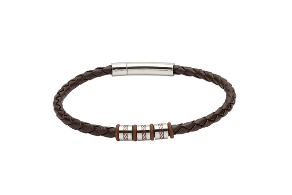 Unique & Co Dark Brown Leather Bracelet B375DB - Hamilton & Lewis Jewellery