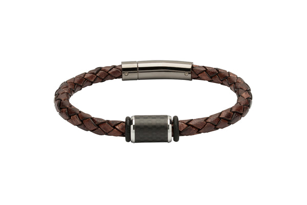 Unique & Co Antique Dark Brown Leather Bracelet B376ADB - Hamilton & Lewis Jewellery