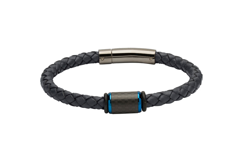 Unique & Co Navy Leather Bracelet B376NV - Hamilton & Lewis Jewellery