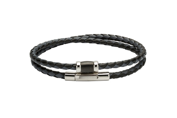 Unique & Co Grey and Black Leather Bracelet B379GR - Hamilton & Lewis Jewellery
