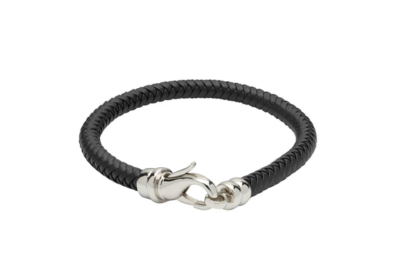 Unique & Co Black Leather Bracelet B380BL - Hamilton & Lewis Jewellery