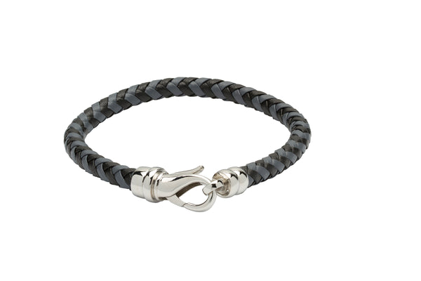Unique & Co Grey/Black Leather Bracelet B380GR - Hamilton & Lewis Jewellery