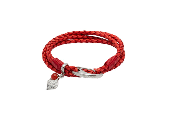 Unique & Co Ladies Antique Red Leather Bracelet B394ARE - Hamilton & Lewis Jewellery