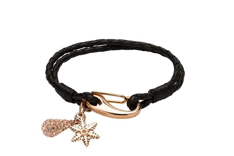 Unique & Co Ladies Black Leather Bracelet B396BL - Hamilton & Lewis Jewellery