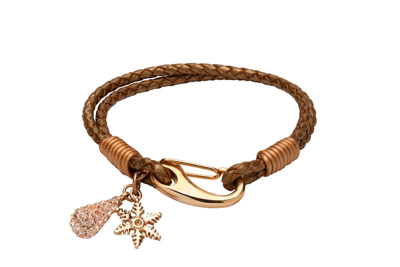 Unique & Co Ladies Bronze Leather Bracelet B396BR - Hamilton & Lewis Jewellery