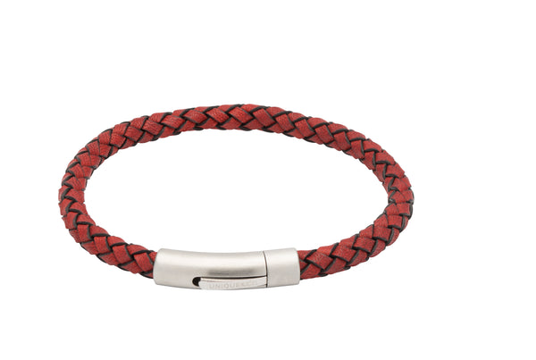 Unique & Co Antique Red Leather Bracelet B400ARE - Hamilton & Lewis Jewellery