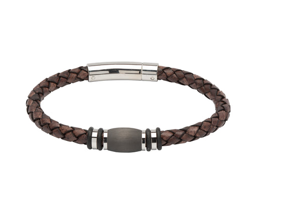 Unique & Co Antique Dark Brown Leather Bracelet B401ADB - Hamilton & Lewis Jewellery