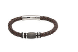 Unique & Co Dark Brown Leather Bracelet B401DB - Hamilton & Lewis Jewellery