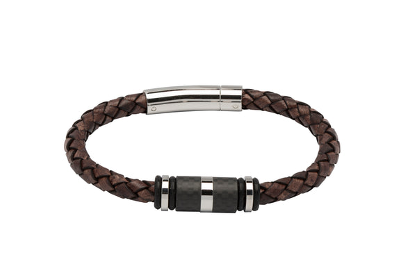 Unique & Co Antique Dark Brown Leather Bracelet B403ADB - Hamilton & Lewis Jewellery