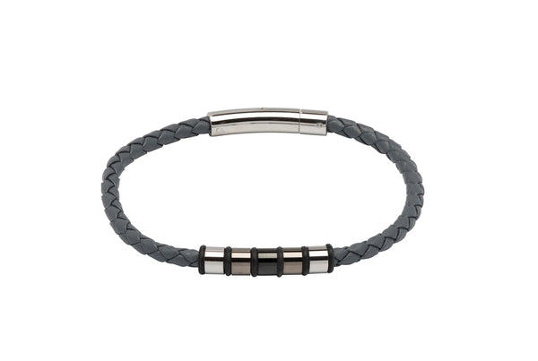 Unique & Co Grey Leather Bracelet B405GR - Hamilton & Lewis Jewellery