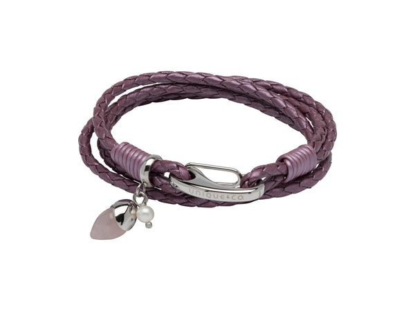 Unique & Co Ladies Violet Leather Bracelet B407VI - Hamilton & Lewis Jewellery