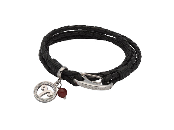 Unique & Co Ladies Black Leather Bracelet B416BL - Hamilton & Lewis Jewellery
