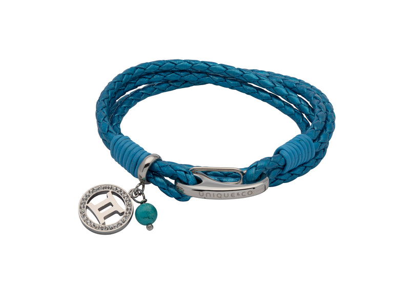 Unique & Co Ladies Metallic Blue Leather Bracelet B418MB - Hamilton & Lewis Jewellery