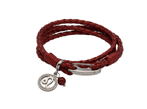 Unique & Co Ladies Moroccan Red Leather Bracelet B420MR - Hamilton & Lewis Jewellery