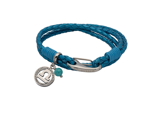 Unique & Co Ladies Metallic Blue Leather Bracelet B422MB - Hamilton & Lewis Jewellery