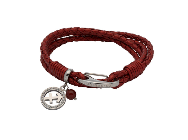 Unique & Co Ladies Moroccan Red Leather Bracelet B424MR - Hamilton & Lewis Jewellery