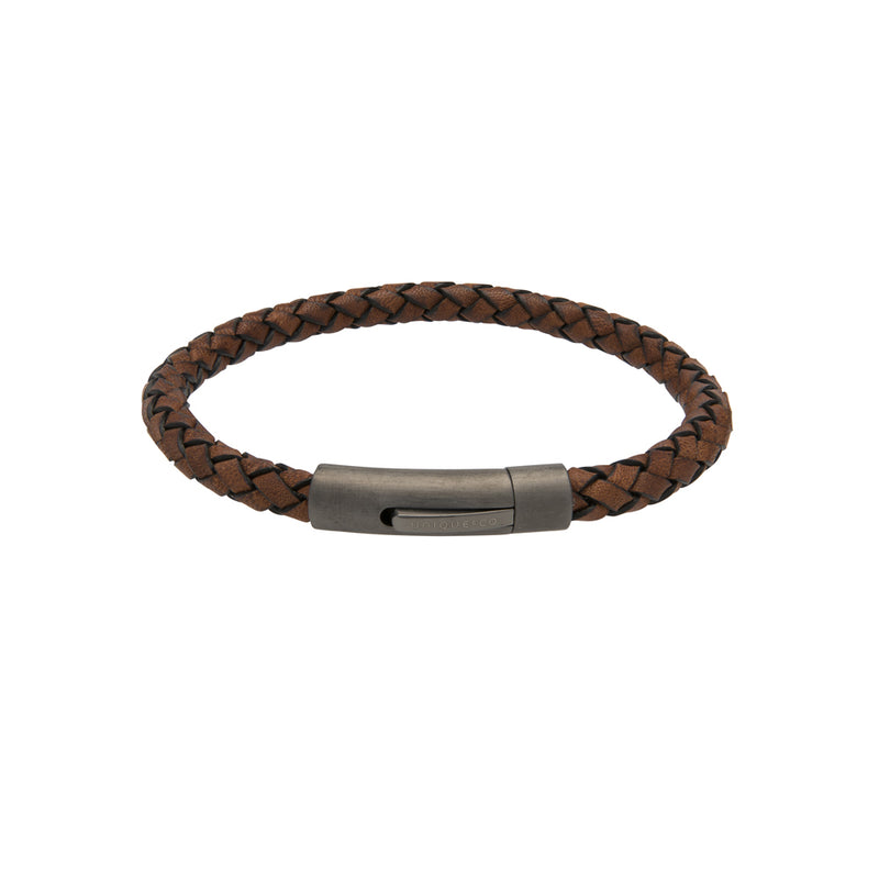 Unique & Co Antique Dark Brown Leather Bracelet B425ADB - Hamilton & Lewis Jewellery