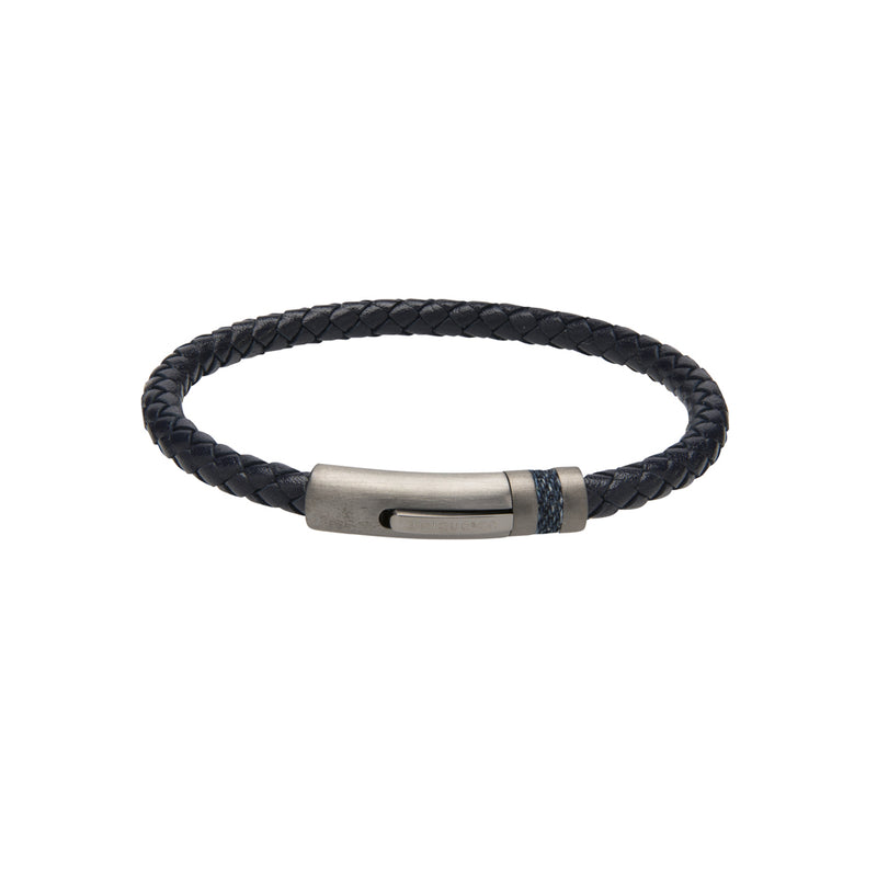 Unique & Co Navy Leather Bracelet B426NV - Hamilton & Lewis Jewellery