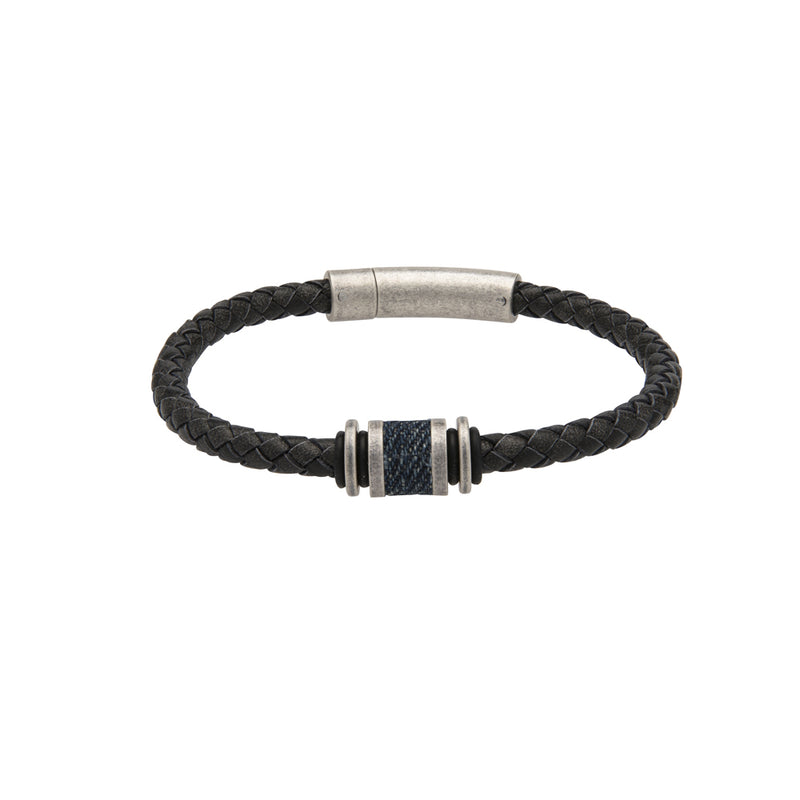 Unique & Co Antique Black Leather Bracelet B427ABL - Hamilton & Lewis Jewellery