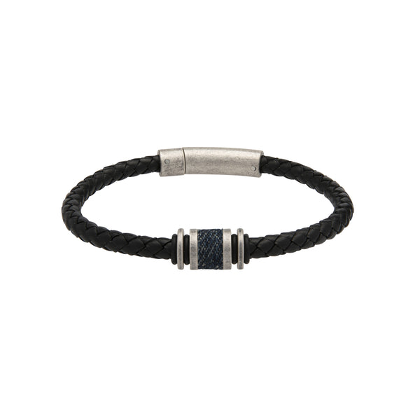 Unique & Co Black Leather Bracelet B427BL - Hamilton & Lewis Jewellery
