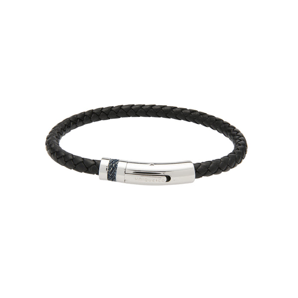 Unique & Co Black Leather Bracelet B429BL - Hamilton & Lewis Jewellery