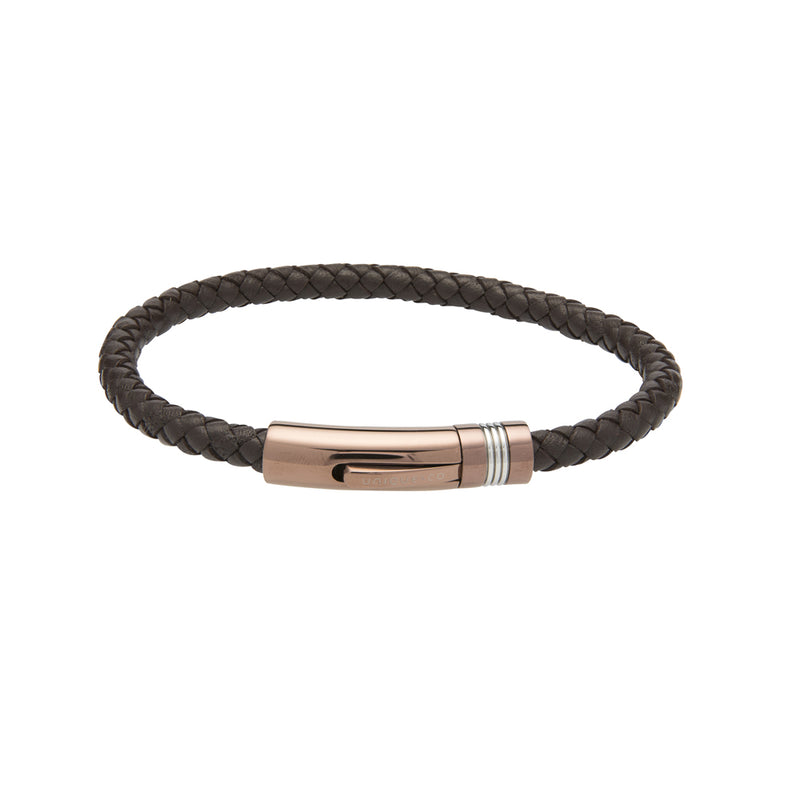 Unique & Co Dark Brown Leather Bracelet B433DB - Hamilton & Lewis Jewellery