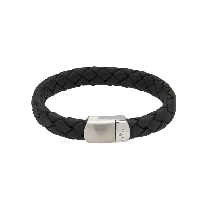 Unique & Co Black Leather Bracelet B434BL - Hamilton & Lewis Jewellery
