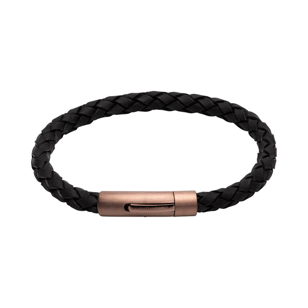 Unique & Co Black Leather Bracelet B441BL - Hamilton & Lewis Jewellery