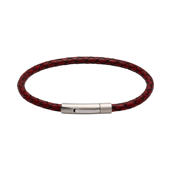 Unique & Co Antique Red Leather Bracelet B444ARE - Hamilton & Lewis Jewellery