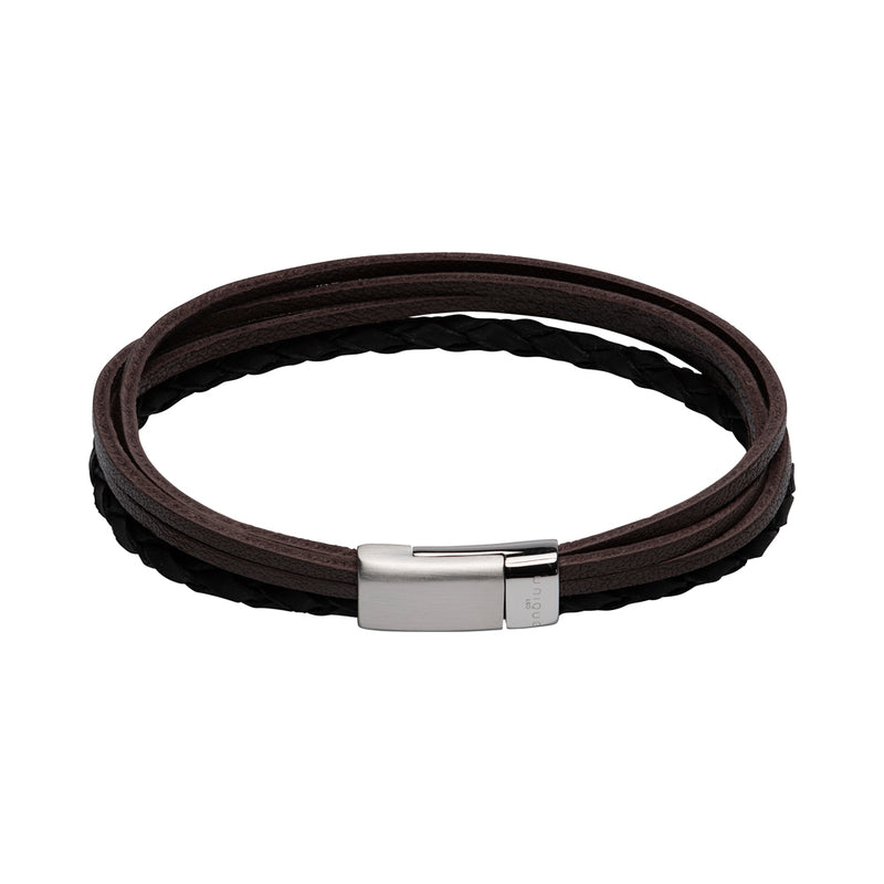 Unique & Co Black Leather Bracelet B445BL - Hamilton & Lewis Jewellery