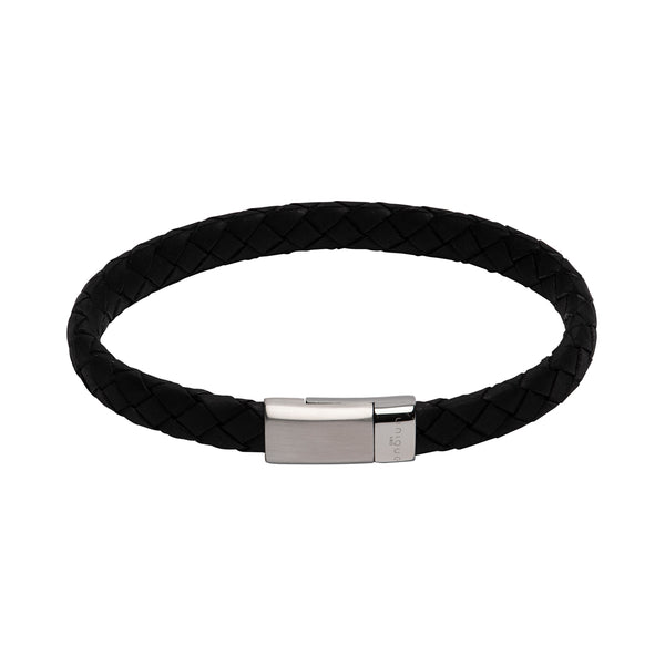 Unique & Co Black Leather Bracelet B446BL - Hamilton & Lewis Jewellery