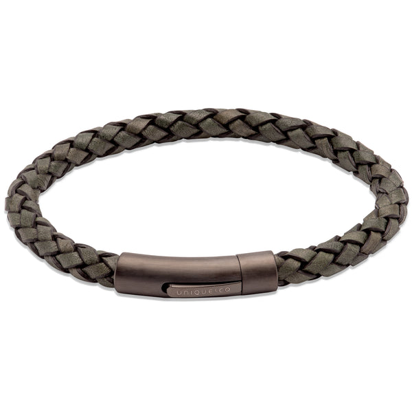 Unique & Co Dark Green Leather Bracelet B450DG - Hamilton & Lewis Jewellery