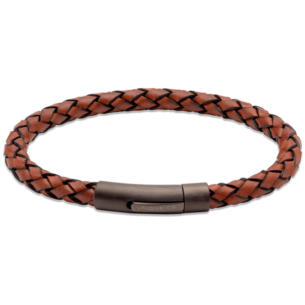 Unique & Co Lido Cognac Leather Bracelet B450LC - Hamilton & Lewis Jewellery