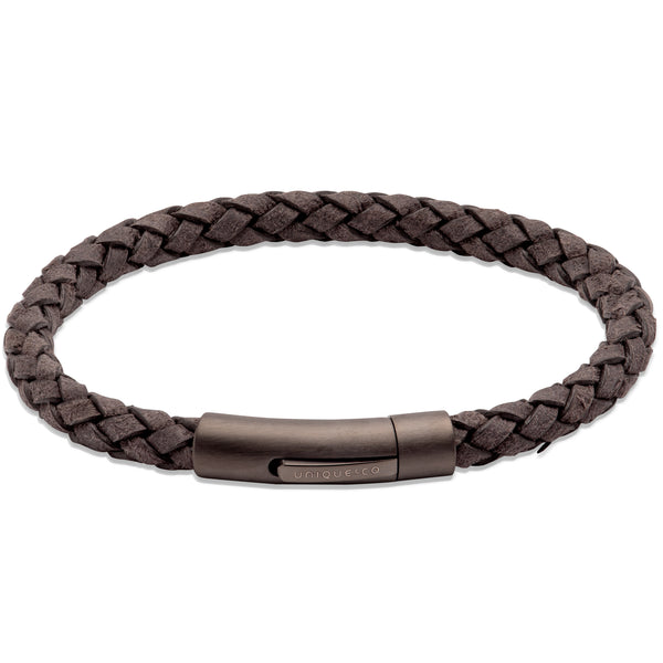 Unique & Co Sesame Leather Bracelet B450SE - Hamilton & Lewis Jewellery