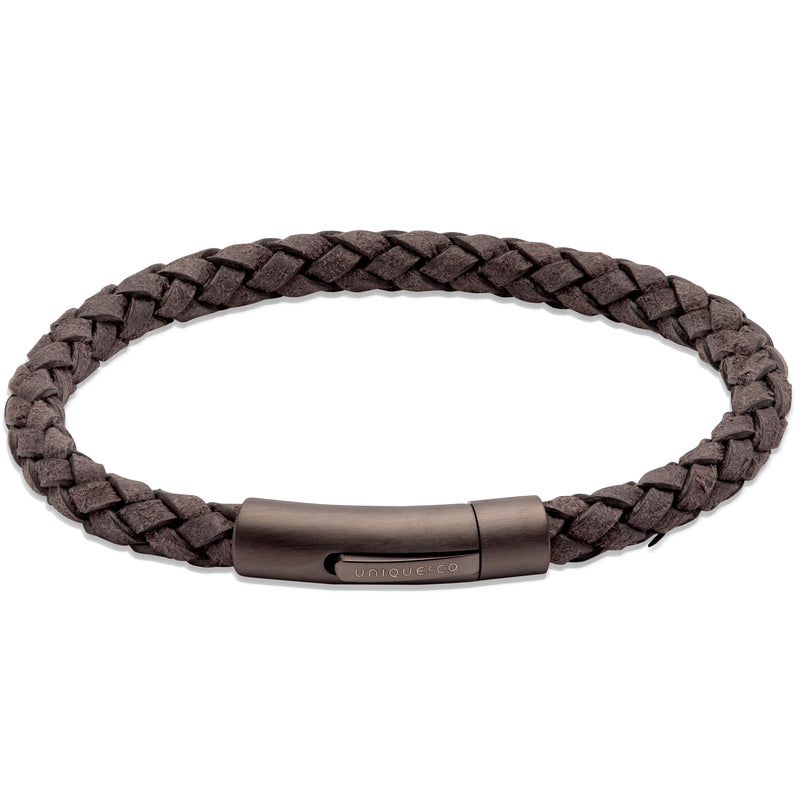 Unique & Co Sesame Leather Bracelet B450SE - Hamilton & Lewis Jewellery