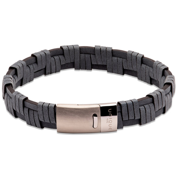 Unique & Co Navy Leather Bracelet B456NV - Hamilton & Lewis Jewellery