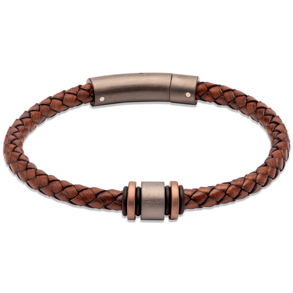 Unique & Co Antique Dark Brown Leather Bracelet B457ADB - Hamilton & Lewis Jewellery