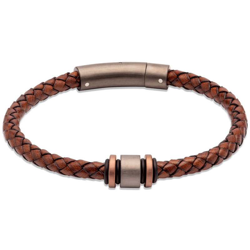 Unique & Co Antique Dark Brown Leather Bracelet B457ADB - Hamilton & Lewis Jewellery