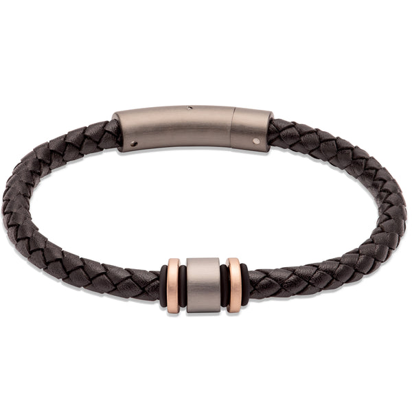 Unique & Co Black Leather Bracelet B457BL - Hamilton & Lewis Jewellery
